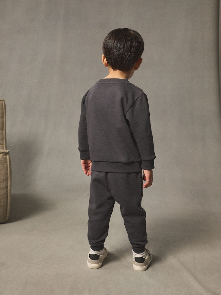 Charcoal Grey Plain Sweatshirt And Joggers Set (3mths-7yrs)