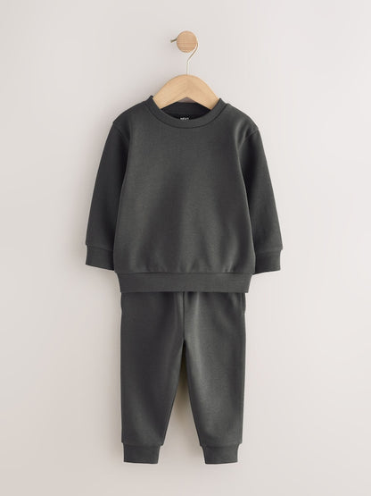 Charcoal Grey Plain Sweatshirt And Joggers Set (3mths-7yrs)