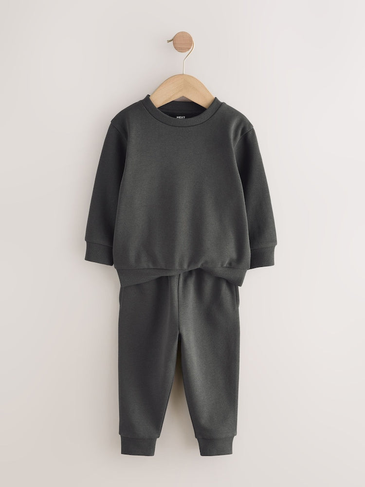 Charcoal Grey Plain Sweatshirt And Joggers Set (3mths-7yrs)