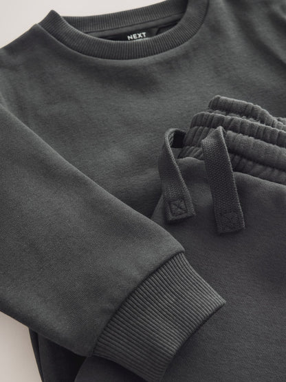 Charcoal Grey Plain Sweatshirt And Joggers Set (3mths-7yrs)