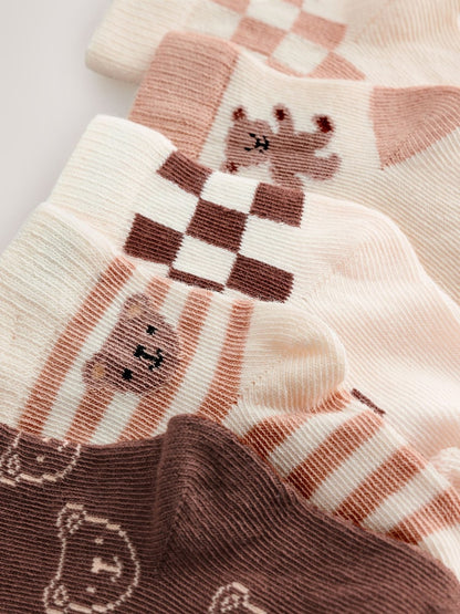 Brown Baby Socks 5 Pack (0mths-2yrs) - Size 50cm (First Size)