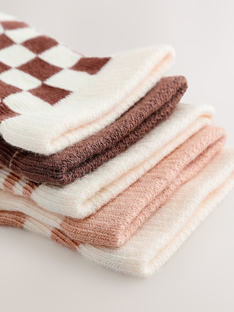 Brown Baby Socks 5 Pack (0mths-2yrs) - Size 50cm (First Size)