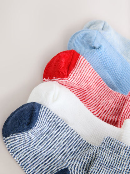 Navy Embroidered Roll Top Socks 5 Pack - Size 50cm (First Size)
