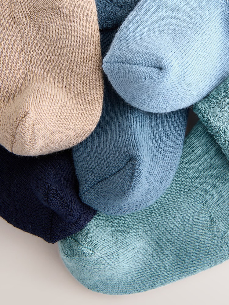 Blue Baby Towel Socks 5 Pack - Size 50cm (First Size)