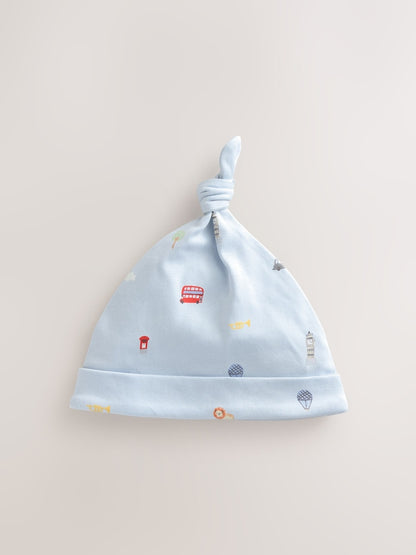 Blue London Tie Top Baby Hats 3 Pack (0-12mths)