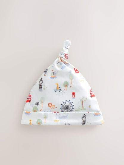Blue London Tie Top Baby Hats 3 Pack (0-12mths)