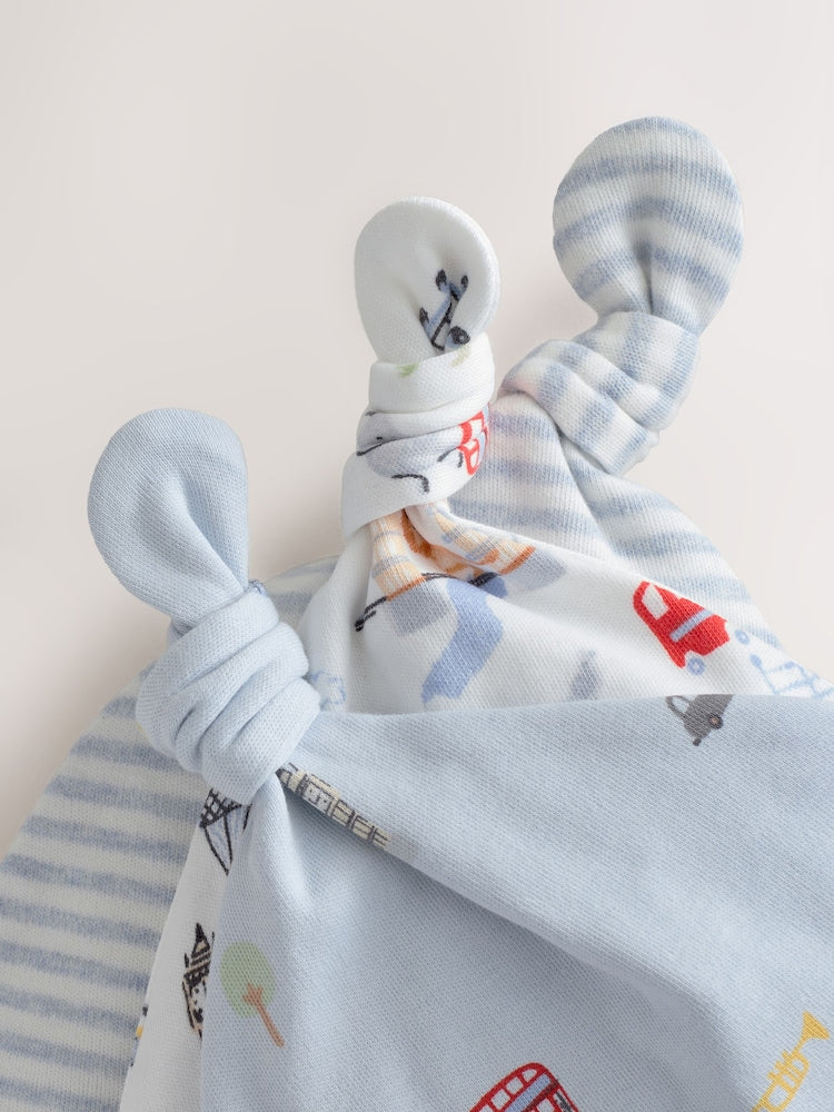Blue London Tie Top Baby Hats 3 Pack (0-12mths)