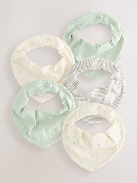 Sage Green Baby Bibs 5 Pack - Size One