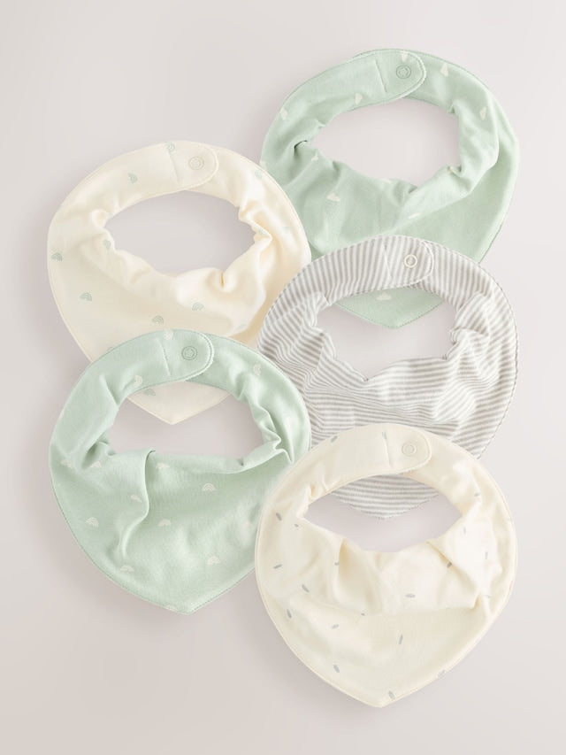 Sage Green Baby Bibs 5 Pack - Size One