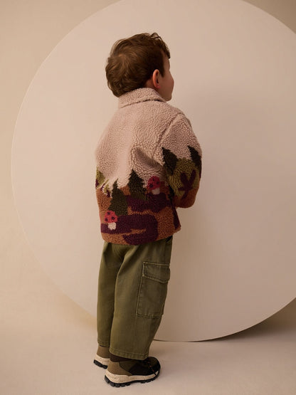 Neutral Scenic Print Borg Fleece Shacket (3mths-7yrs)