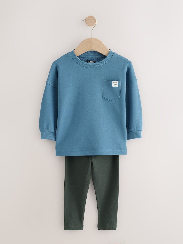 Blue Long Sleeve Top and Leggings Set (3mths-7yrs)