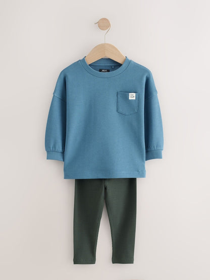 Blue Long Sleeve Top and Leggings Set (3mths-7yrs)