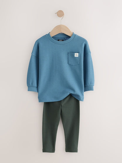 Blue Long Sleeve Top and Leggings Set (3mths-7yrs)