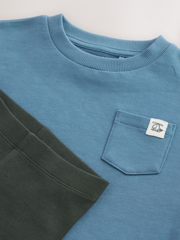 Blue Long Sleeve Top and Leggings Set (3mths-7yrs)