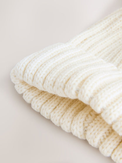 White Rib Pom Beanie (3mths-16yrs)