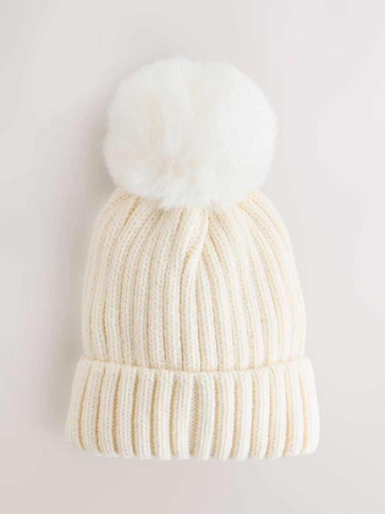 White Rib Pom Beanie (3mths-16yrs)