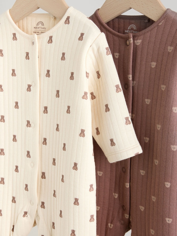 Brown Quilted Sleepsuits 2 Pack