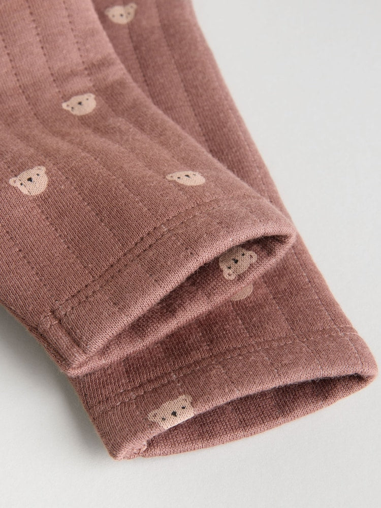 Brown Quilted Sleepsuits 2 Pack