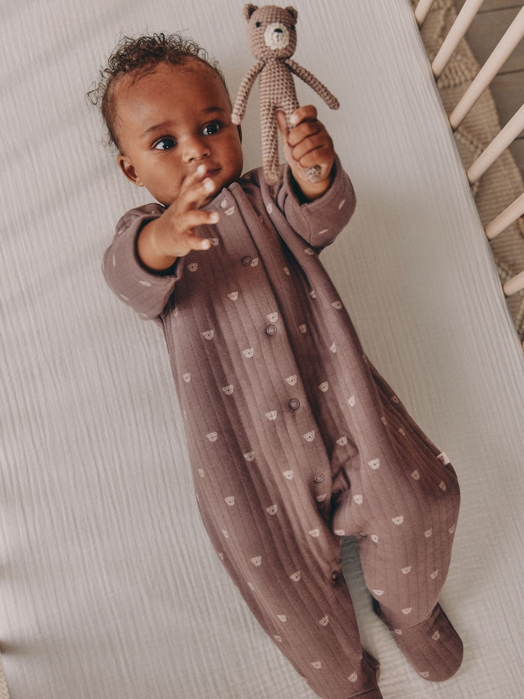 Brown Quilted Sleepsuits 2 Pack