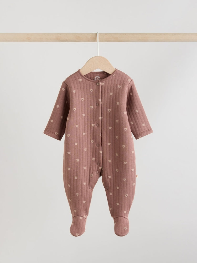 Brown Quilted Sleepsuits 2 Pack