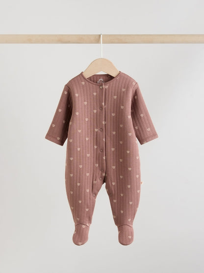 Brown Quilted Sleepsuits 2 Pack