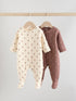 Brown Quilted Sleepsuits 2 Pack