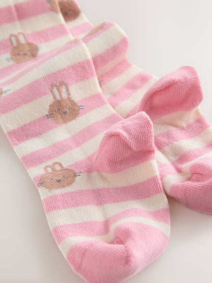 Pink/Cream Cotton Rich Bunny Character Tights - Size 6-12 Months (68-80cm)