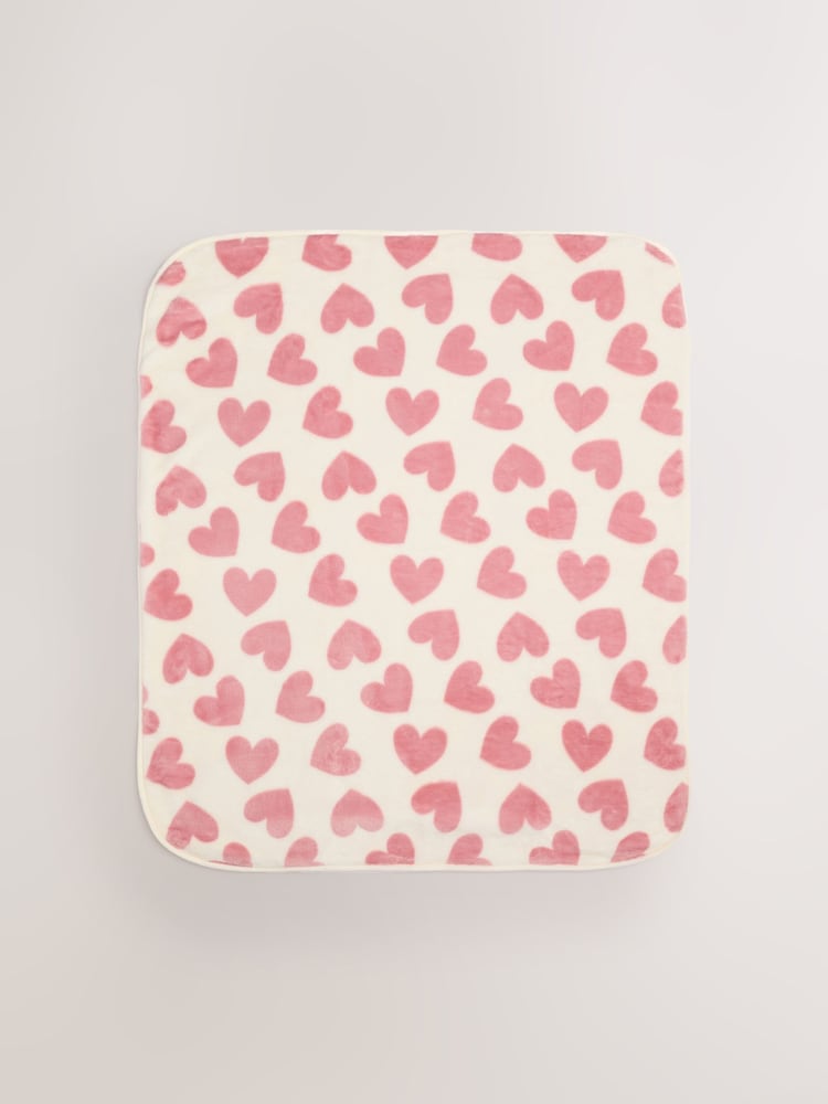 Pink Hearts Fleece Baby Blanket