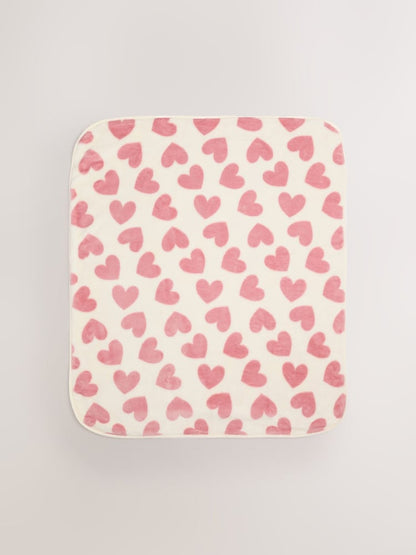 Pink Hearts Fleece Baby Blanket