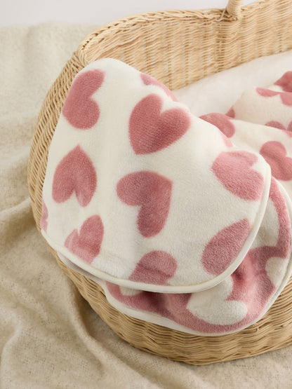 Pink Hearts Fleece Baby Blanket