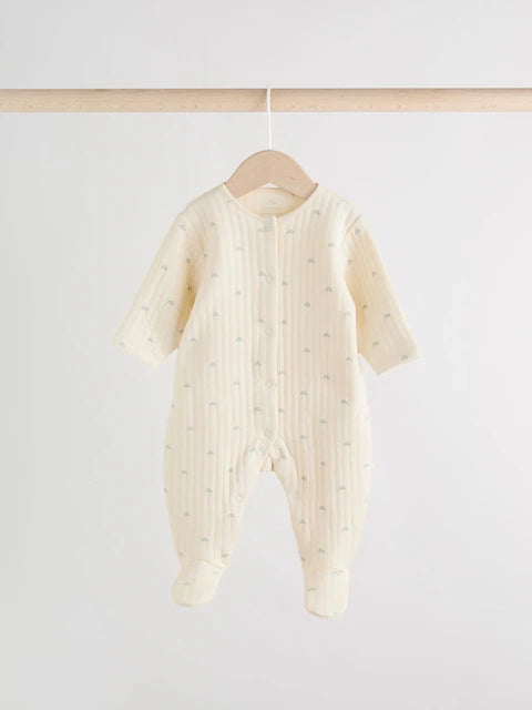 Sage Green Baby Quilted Sleepsuits 2 Pack