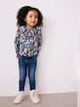 Navy Floral Unicorn Print Long Sleeve Ribbed T-Shirt (3mths-7yrs) - Size 3-6 Months (62-68cm)