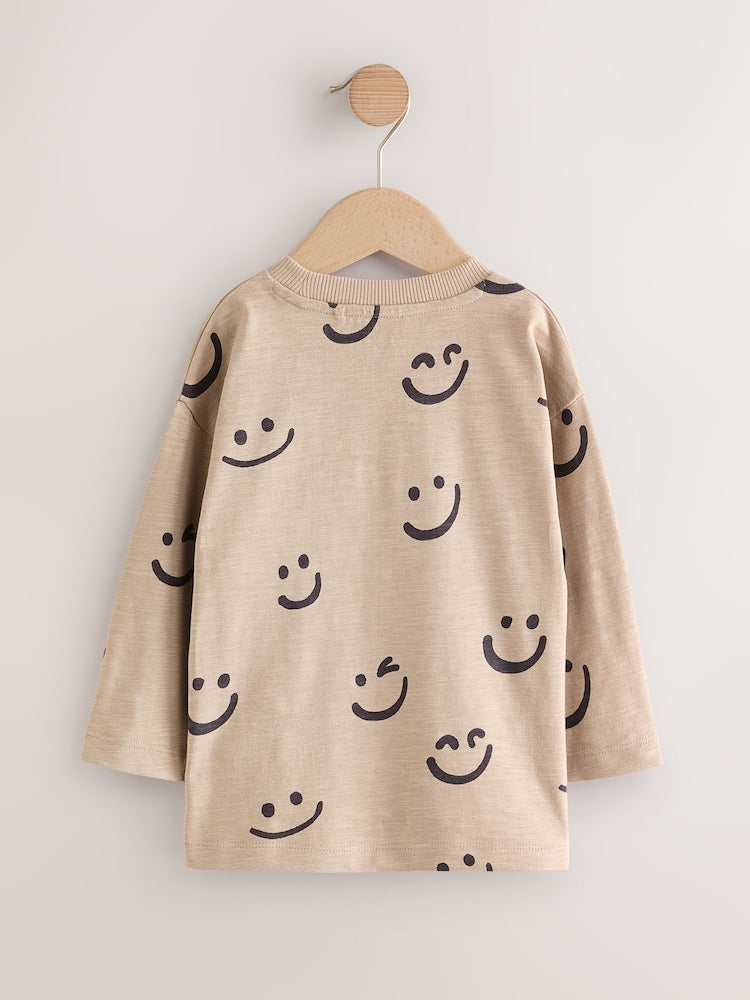 Stone Smile 100% Cotton Long Sleeve All-Over Print T-Shirt (3mths-7yrs)