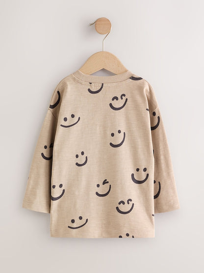Stone Smile 100% Cotton Long Sleeve All-Over Print T-Shirt (3mths-7yrs)