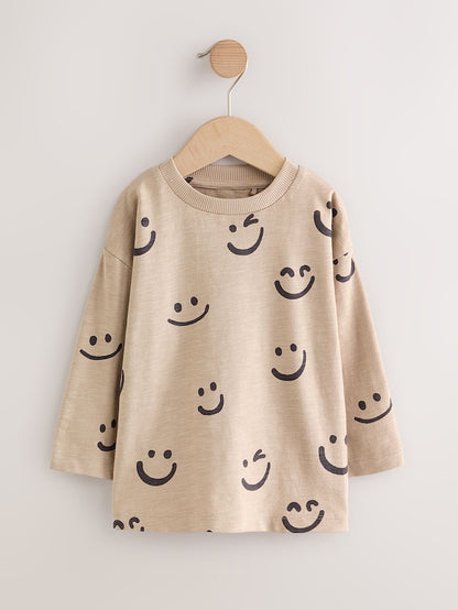 Stone Smile 100% Cotton Long Sleeve All-Over Print T-Shirt (3mths-7yrs) - Size 3-6 Months (62-68cm)
