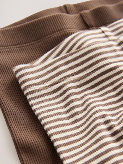 Brown/Cream Babyccino Long Sleeve Tops &amp; Leggings Set 2 Pack (3mths-7yrs) - Size 3-6 Months (62-68cm)