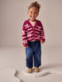 Pink Bow Stripe V-Neck Cardigan (3mths-7yrs) - Size 3-6 Months (62-68cm) - Pink Bow Stripe V-Neck