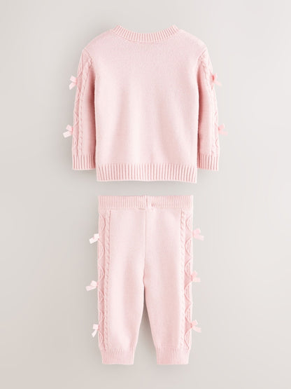 Baker by Ted Baker 2 Piece Bow Knitted Cardigan &amp; Leggings Set