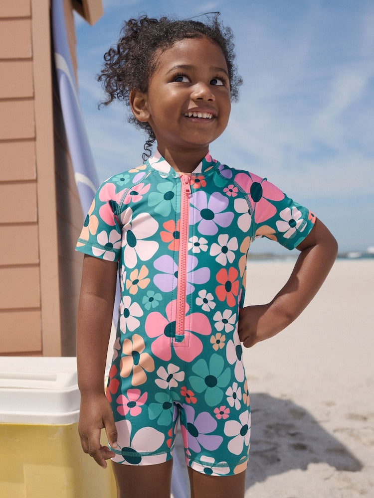 Stampy Floral Sunsafe Swimsuit (3mths-10yrs) - Size 3-6 Months (62-68cm) - Stampy Floral Sunsafe