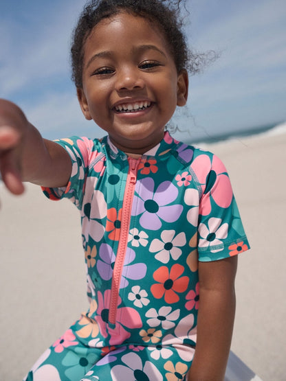 Stampy Floral Sunsafe Swimsuit (3mths-10yrs) - Size 3-6 Months (62-68cm)