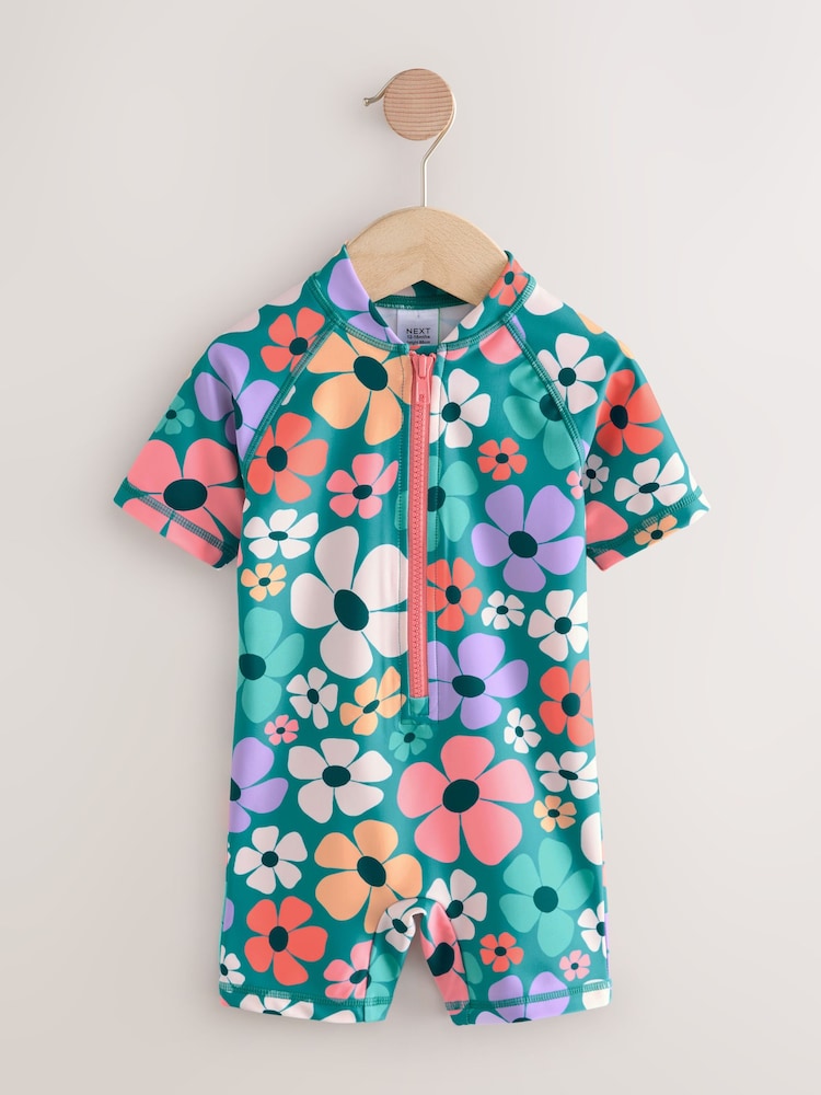 Stampy Floral Sunsafe Swimsuit (3mths-10yrs) - Size 3-6 Months (62-68cm)
