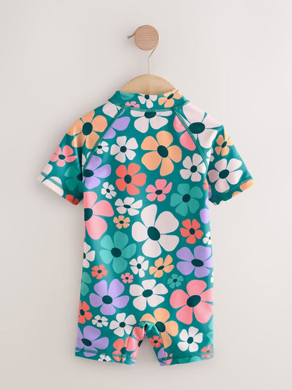 Stampy Floral Sunsafe Swimsuit (3mths-10yrs) - Size 3-6 Months (62-68cm)