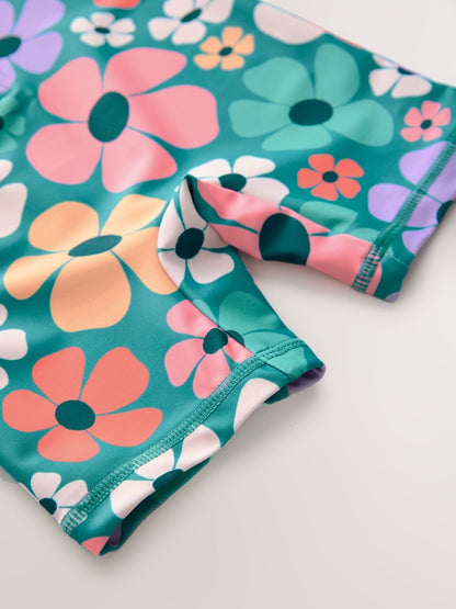 Stampy Floral Sunsafe Swimsuit (3mths-10yrs) - Size 3-6 Months (62-68cm)