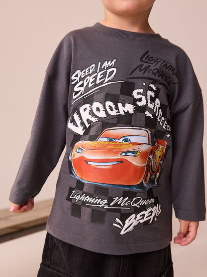 Charcoal Grey Long Sleeve Disney Cars T-Shirt (9mths-8yrs)