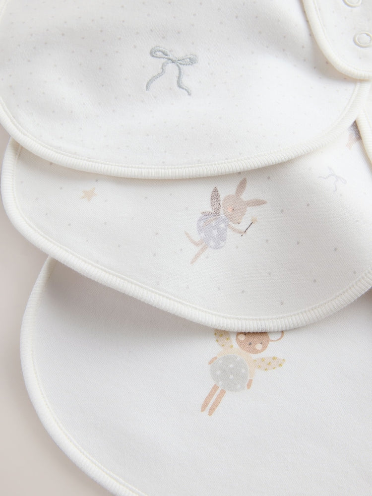 Ecru Fairy Mouse Baby Bibs 3 Pack