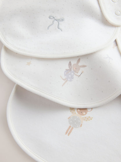 Ecru Fairy Mouse Baby Bibs 3 Pack
