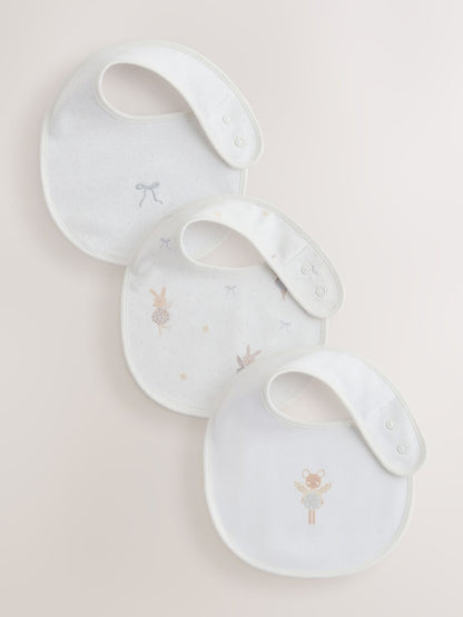 Ecru Fairy Mouse Baby Bibs 3 Pack - Up to 1 Month (50-56cm)