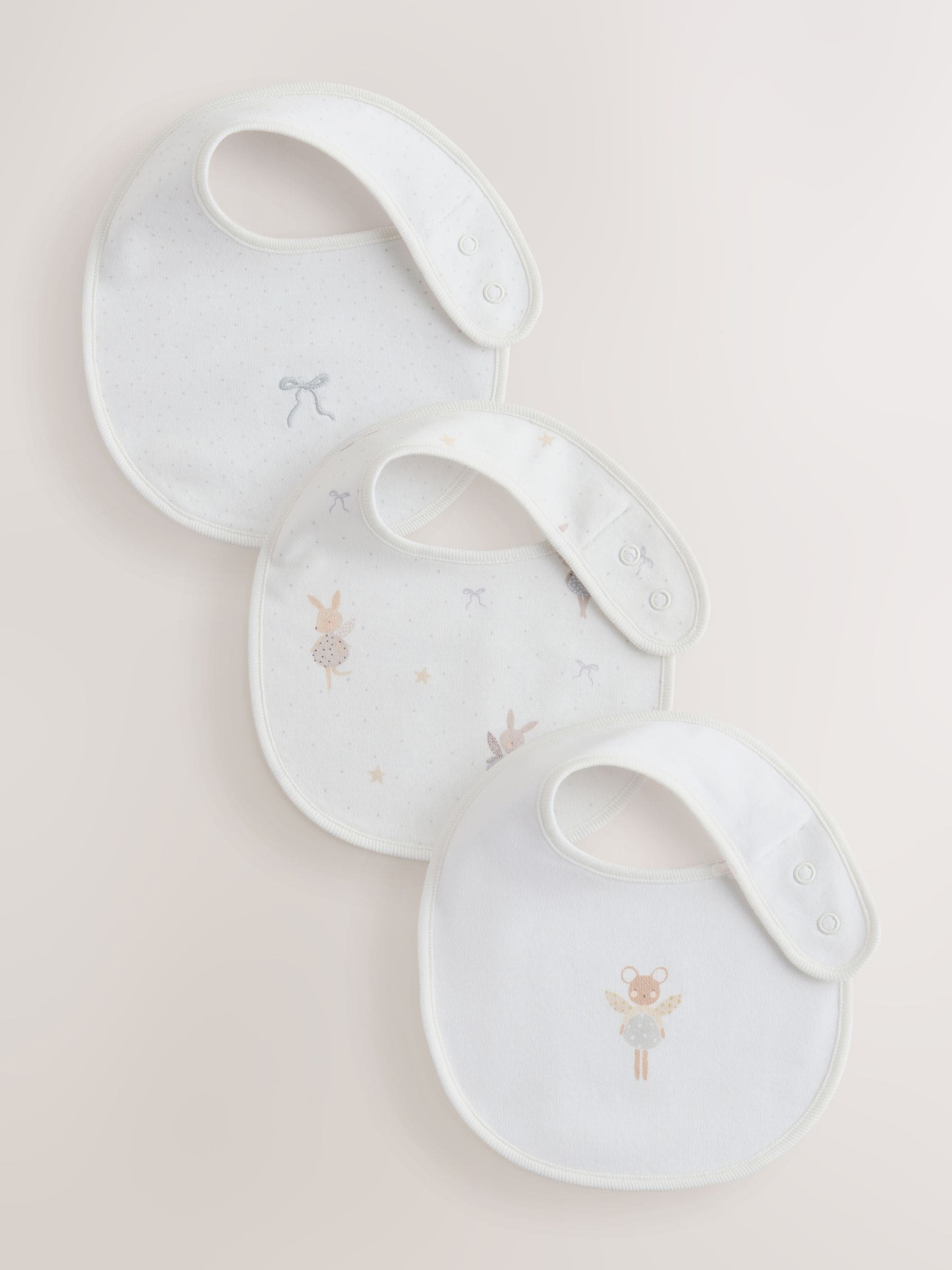 Ecru Fairy Mouse Baby Bibs 3 Pack - Size One - Default 1