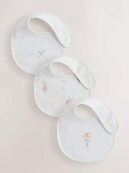 Ecru Fairy Mouse Baby Bibs 3 Pack - Size One - Default 1