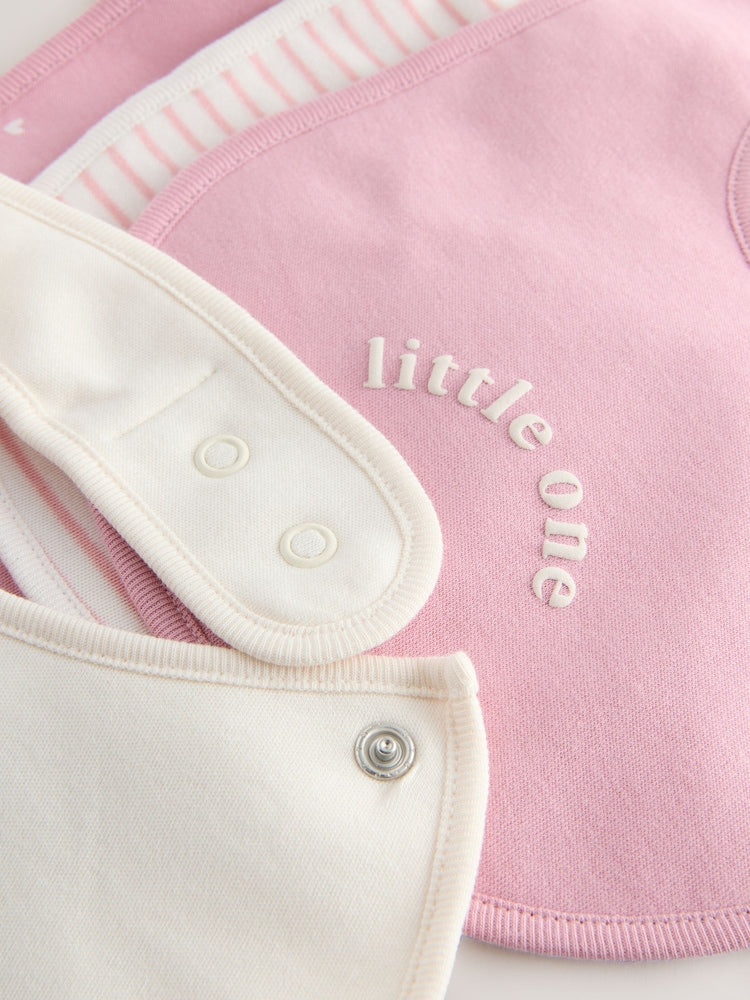 Pink Heart Baby Bibs 5 Pack - Size One